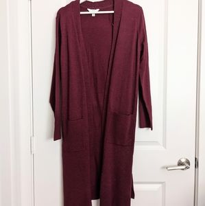Long Burgundy Cardigan Small